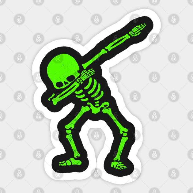Dabbing Skeleton Green Sticker by vo_maria